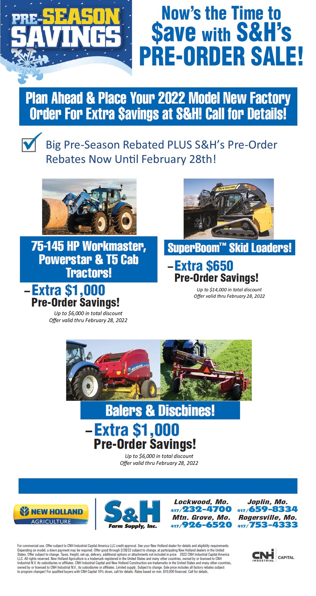 New Holland Pre Order S&H Farm Supply Lockwood Missouri